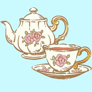 Illustrated floral teapot and teacup