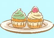 Plate with two iced cupcakes