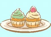 Plate with two iced cupcakes