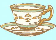 Illustrated gilded green teacup