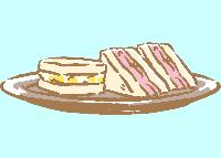 Illustrated ham and egg sandwiches